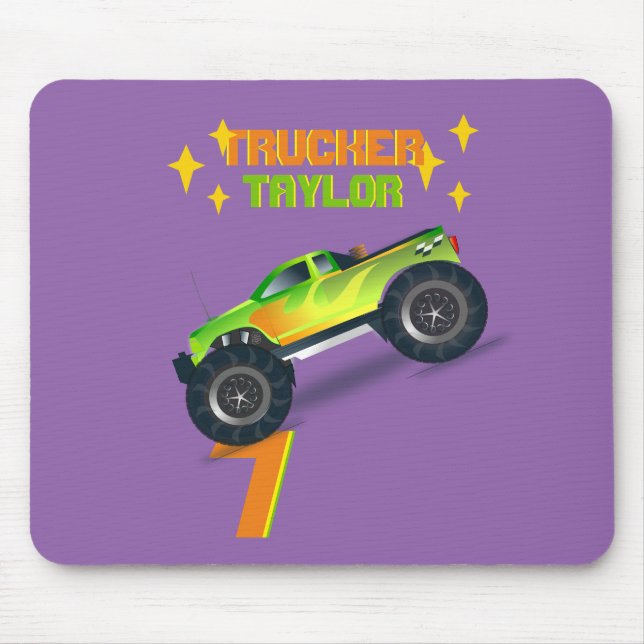 Crushing It MONSTER TRUCK Kids Birthday AGE NAME Mouse Pad (Front)