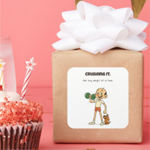 Crushing It – One Tiny Weight at a Time Square Sticker