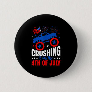 Crushing on the 4th of july monster truck usa flag 6 cm round badge
