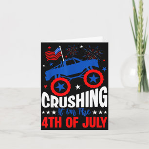 Crushing on the 4th of july monster truck usa flag card