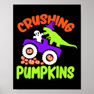 Crushing Pumpkins Lazy Halloween Costume Cute Dino Poster