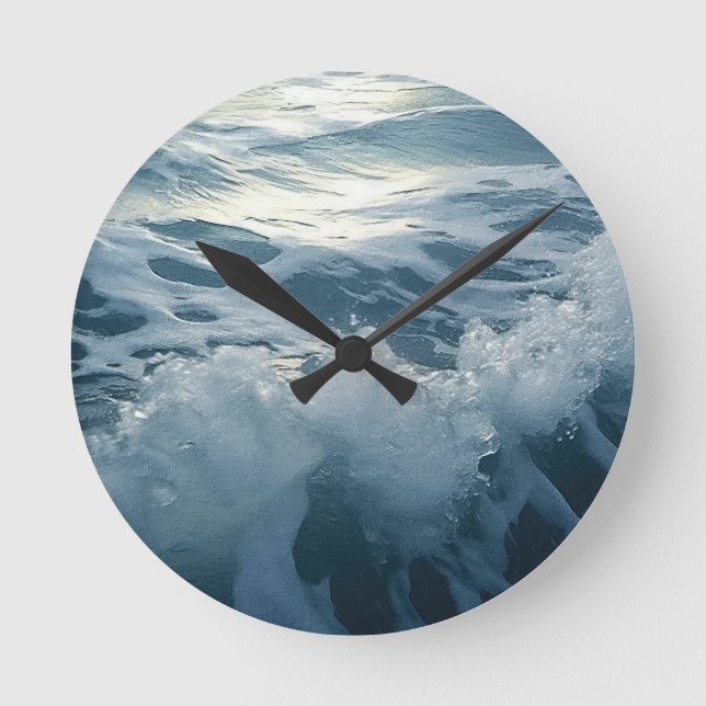 Crushing Waves theme Painting  Round Clock (Front)