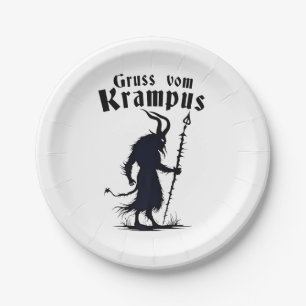 Cruss Vom Krampus Christmas Xmas Devil Spooky Paper Plate