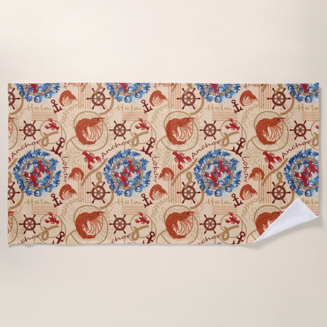 Crustacean core design beach towel (Front)