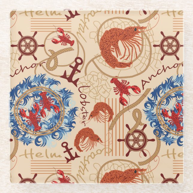 Crustacean core design glass coaster (Front)