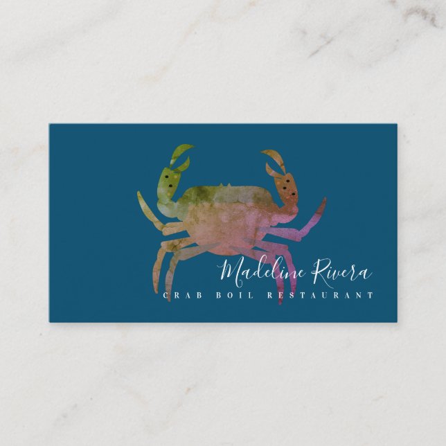 Crustacean Crab Restaurant Crawfish Diner Colourfu Business Card (Front)