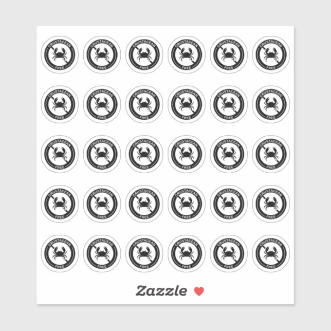 Crustacean Free Wedding Place Card Food Allergy (Sheet)