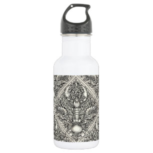 Crustacean in black and natural white 532 ml water bottle