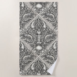 Crustacean in black and natural white beach towel