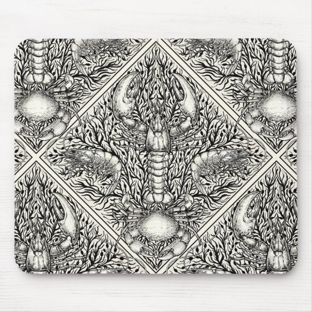 Crustacean in black and natural white mouse pad (Front)