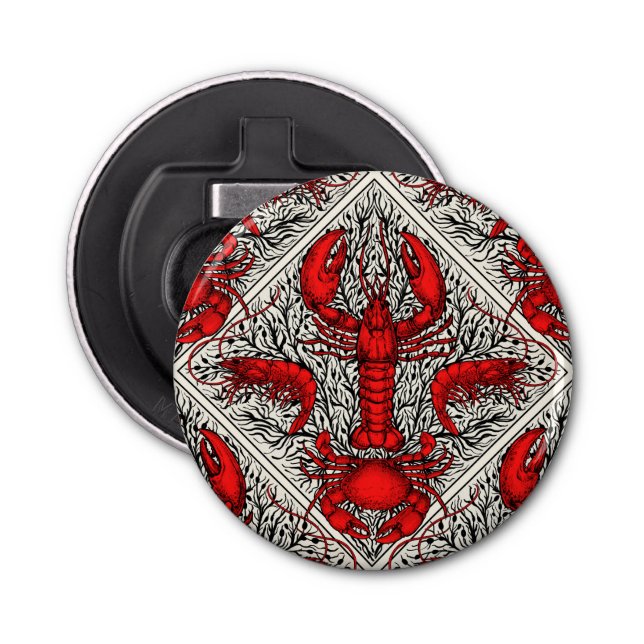 Crustacean in red, black and ivory bottle opener (Front)