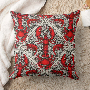 Crustacean in red, black and ivory cushion