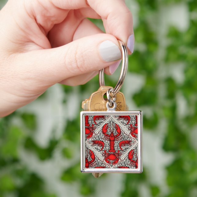 Crustacean in red, black and ivory key ring (Hand)