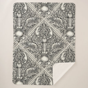 Crustacean in red, black and ivory sherpa blanket