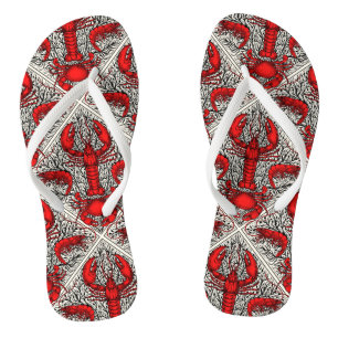 Crustacean in red, black and ivory thongs