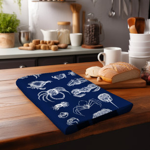 Crustacean Vintage Crab Nautical   Tea Towel