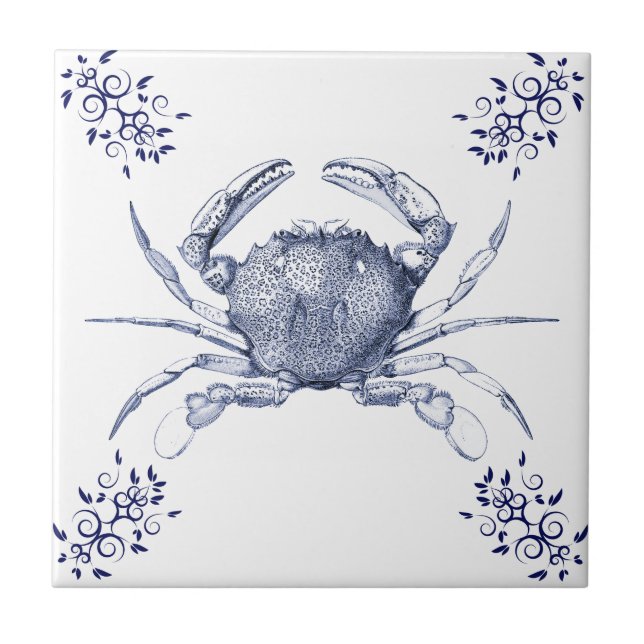 Crustaceans  Ceramics ~ Pacific Ocean Common Crab Ceramic Tile (Front)