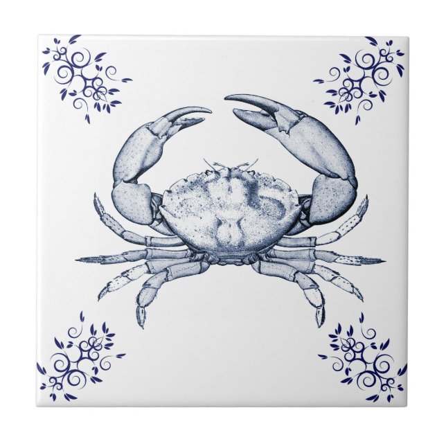 Crustaceans Ceramics ~ Stone Crab Ceramic Tile (Front)