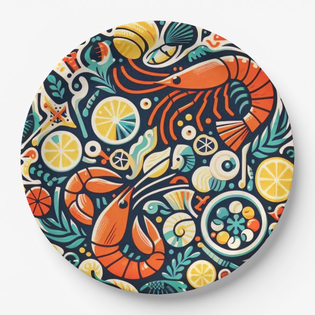 Crustaceans Paper Party Plate (Front)