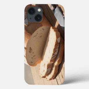 Crusty Bread and Slices on Wooden Board iPhone 13 Case