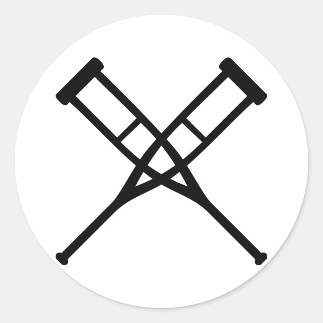 crutches crossed classic round sticker (Front)