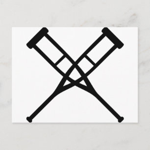 crutches crossed postcard