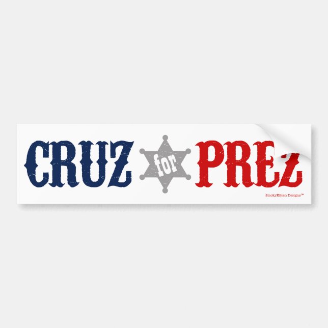 Cruz for Prez - Ted Cruz for President Red Blue Bumper Sticker (Front)