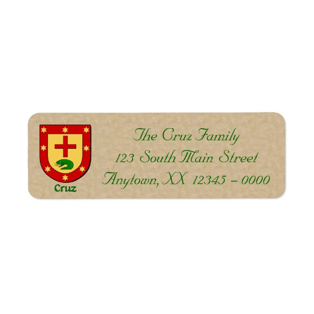 Cruz Heraldic Shield Return Address Label (Front)