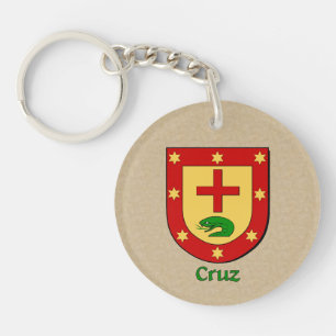 Cruz Historical Shield with Flag of Spain Key Ring