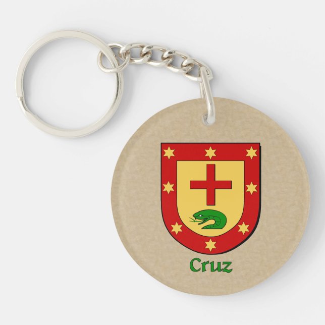Cruz Historical Shield with Flag of Spain Key Ring (Front)