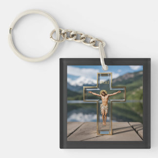 Cruz transparente INRI Key Ring