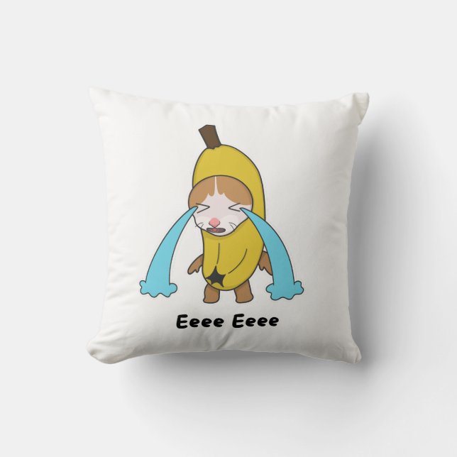 Cry Banana Sad Crying Cat Meme Eee Eee Shirt Cushion (Front)