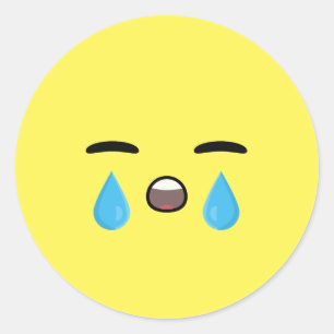 Cry Emoji Classic Round Sticker