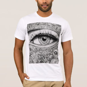 Crying Anime Eyes Blackwork Tattoo Stencil T-Shirt