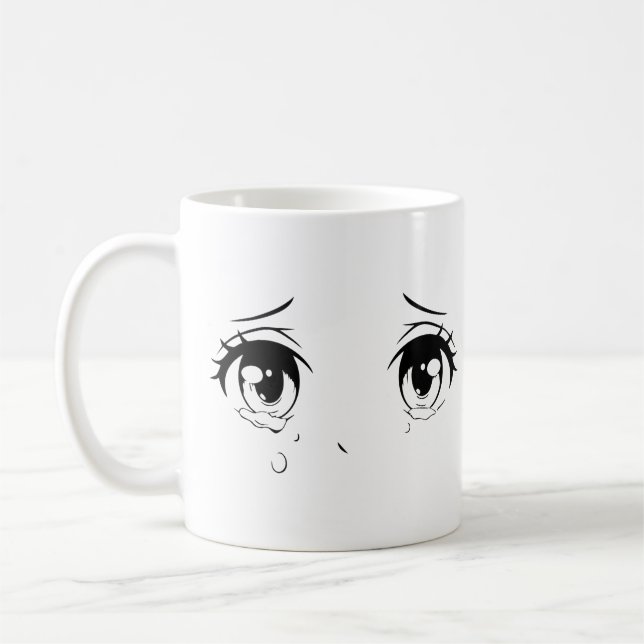 Crying Anime Eyes Mug – Aesthetic Sadcore Design (Left)