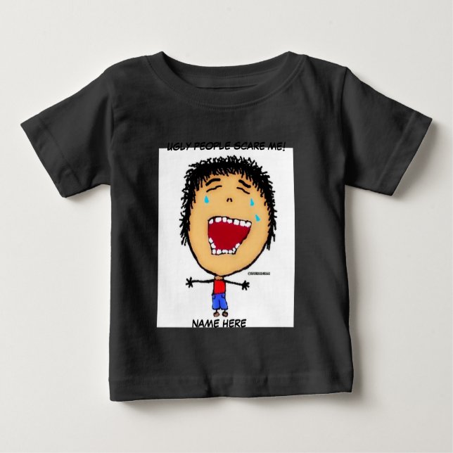 Crying Baby Boy Ugly People Joke Baby T-Shirt (Front)
