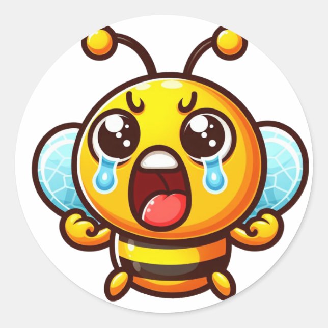 Crying Bee Classic Round Sticker (Front)