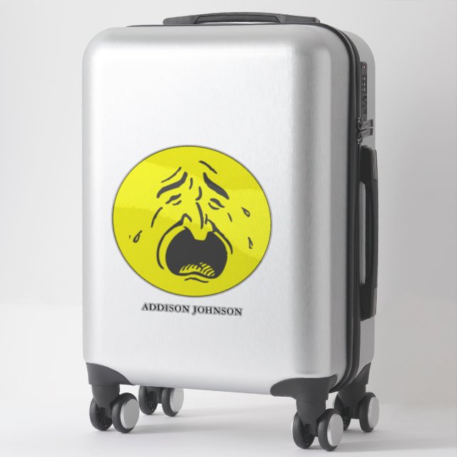 Crying Big Mouth Yellow Face Expression & Name 14" (Suitcase)