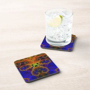 Crying Blue and Yellow Fractal Art Coaster
