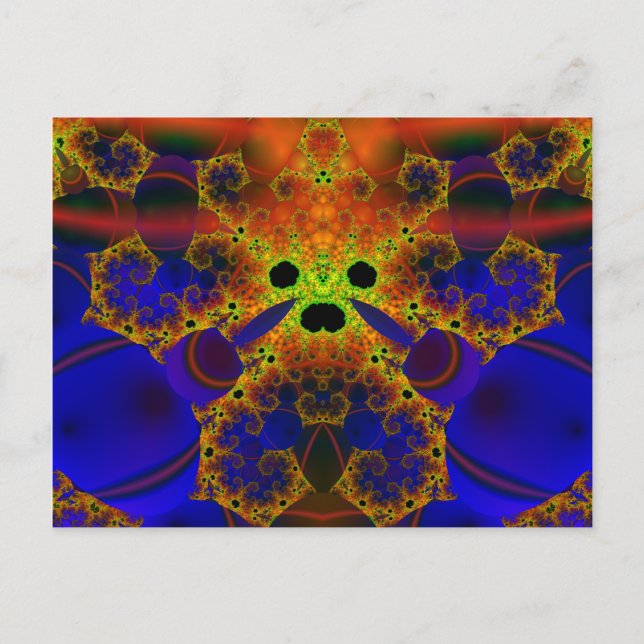 Crying | Blue and Yellow Fractal Art Postcard (Front)