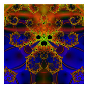 Crying Blue and Yellow Fractal Art Poster