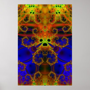 Crying   Blue and Yellow Fractal Art Poster