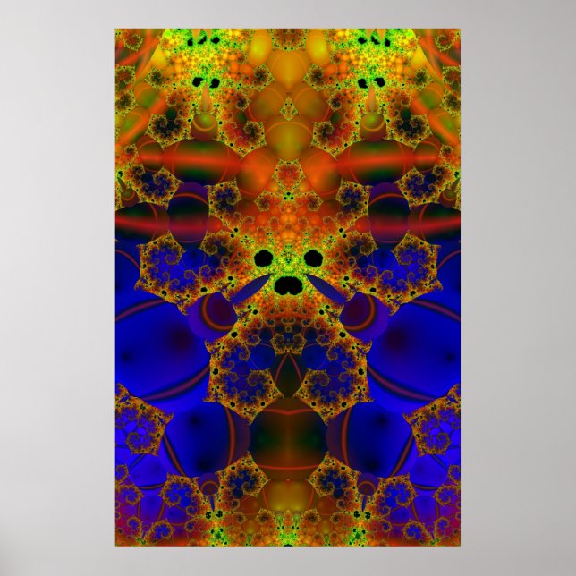Crying | Blue and Yellow Fractal Art Poster (Front)