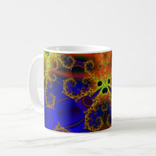 Crying   Blue and Yellow Fractal Art Wrap Coffee Mug
