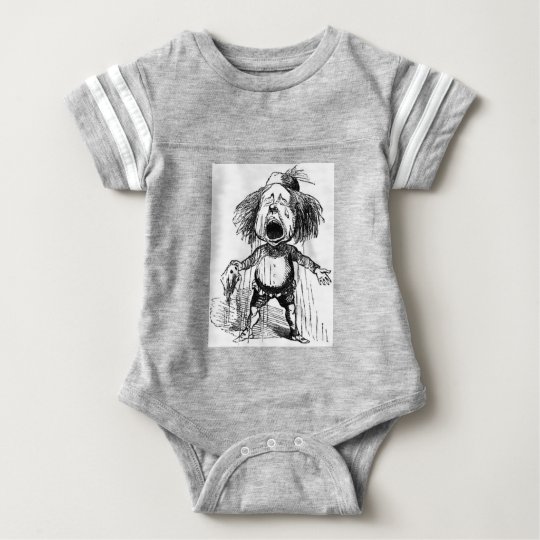 Crying Boy Funny Vintage Cartoon Drawing Baby Bodysuit