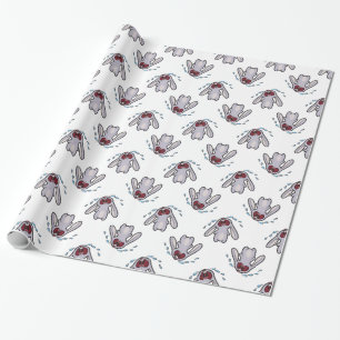 Crying Bunny Rabbit Bawling Bunny Pattern Wrapping Paper