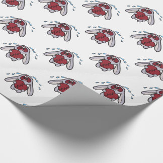 Crying Bunny Rabbit with Broken Heart Pattern Wrapping Paper