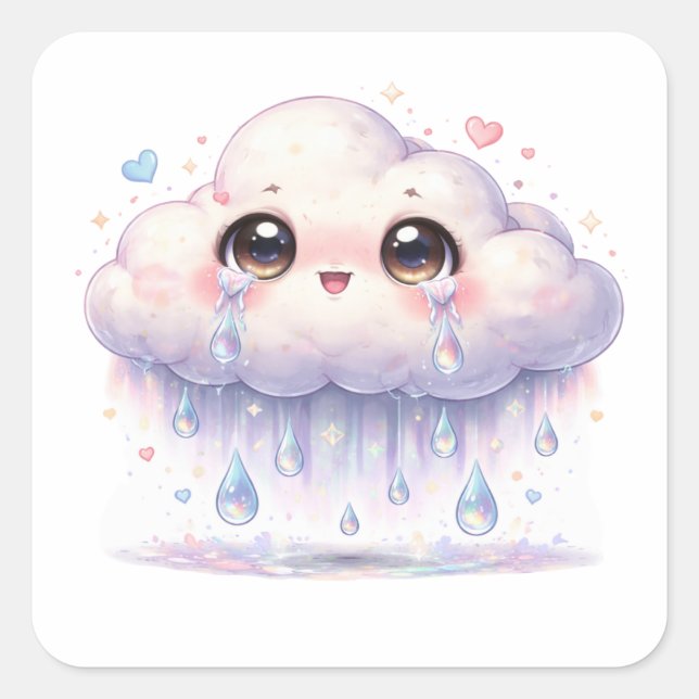 Crying But Aesthetic Cloud Sticker (Front)