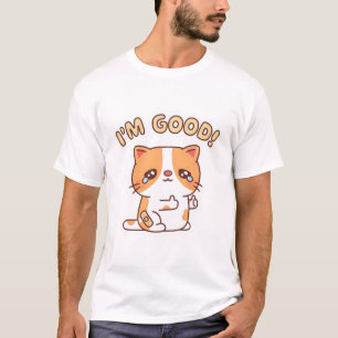 Crying Cat But Smile Thumbs Up I'm Good T-Shirt
