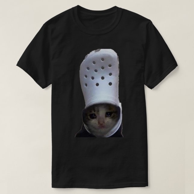 Crying Cat Croc Meme  T-Shirt (Design Front)
